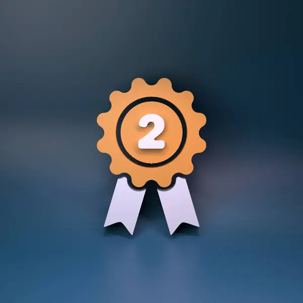 Second Place Award Badge Rendering — Stock Photo, Image