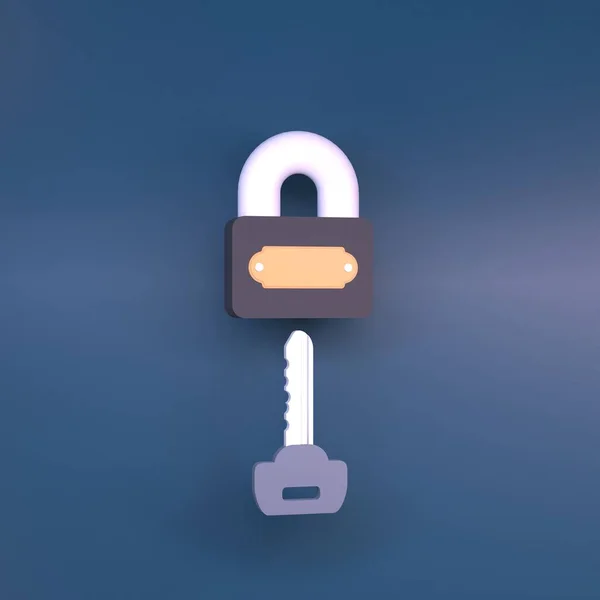 Lock Key Rendering Illustration — Stock Photo, Image