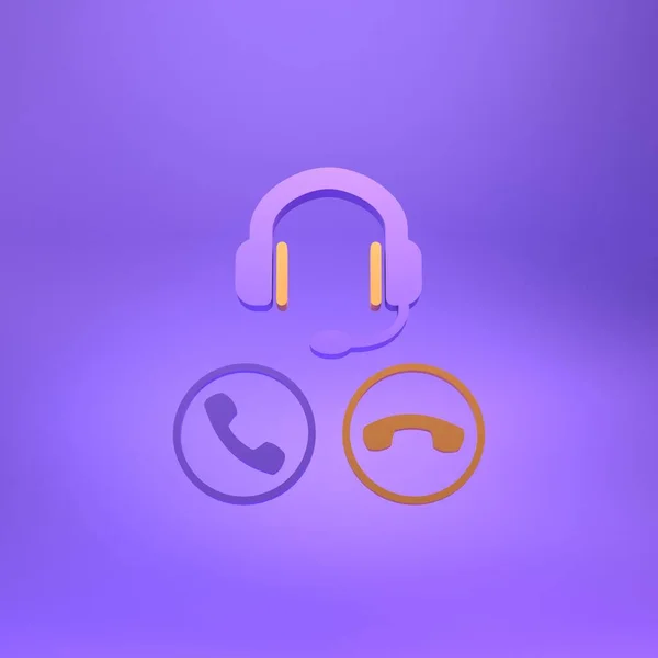 Fülhallgató Ikon Mikrofonnal Call Center Vagy Támogatási Koncepció Renderelés Illusztráció — Stock Fotó