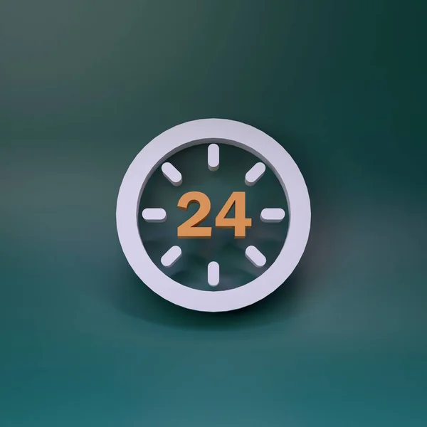 Ícone Horas Por Dia Redondo Logotipo Relógio Ilustração Renderização — Fotografia de Stock