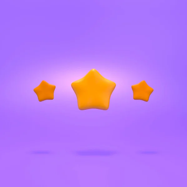 紫色の背景に3Dレンダリングでシンプルな星評価 3Dレンダリング図 — ストック写真