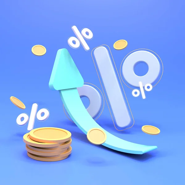 Finansal konsept, varlık büyümesi. Haberler, internet siteleri ve nakit para, gelir ve kazançla ilgili sunumlar için iyi. 3d hazırlayıcı
