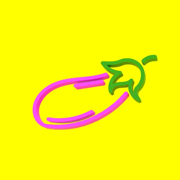 Sarı Arka Planda Patlıcan Logosu Resimleme — Stok fotoğraf
