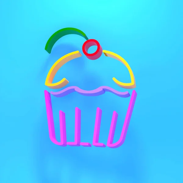 Logo Torta Sobre Fondo Azul Ilustración Renderizado — Foto de Stock