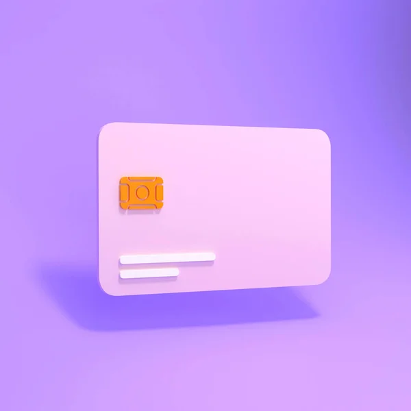 紫色の背景に3Dレンダリングでシンプルな銀行カード 3Dレンダリング図 — ストック写真