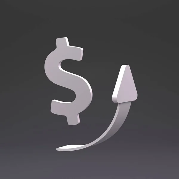 美元符号和增长 存款价格增长的概念 3D渲染 — 图库照片