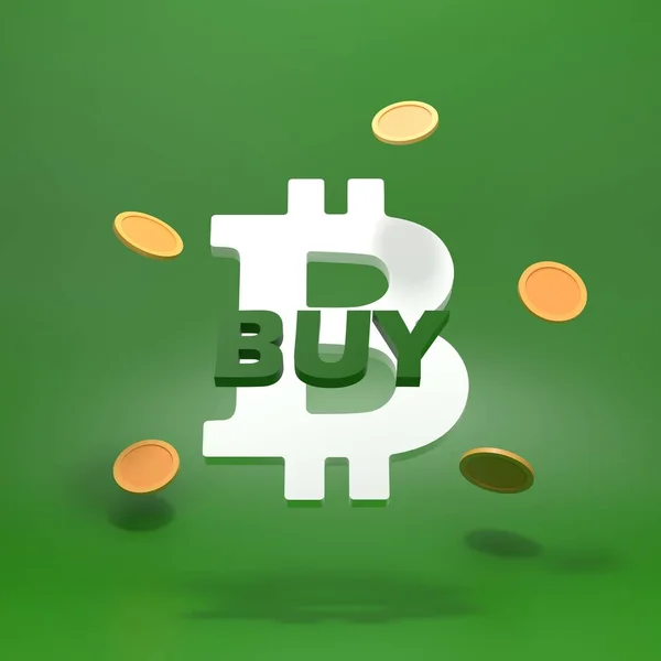 Buy Bitcoin Bitcoin Sign Coins Concept Buying Cryptocurrency Render — Stock Photo, Image