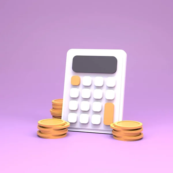 Calculator Coins 렌더링 일러스트 — 스톡 사진