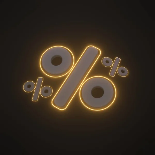 Model Percent Sign Angle Neon Glow Black Background Render Illustration — Stock Photo, Image