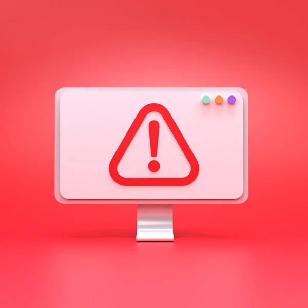 Warning Sign Monitor Threat Concept Render Illustration — Stock Photo, Image