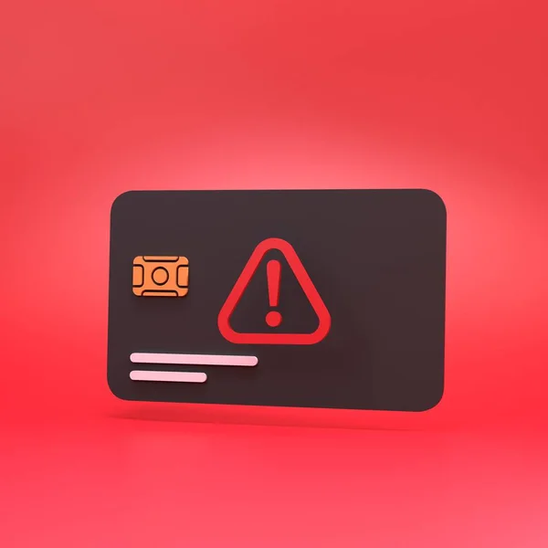 Warning Sign Bank Card Financial Threat Concept Render Illustration — Stock Photo, Image