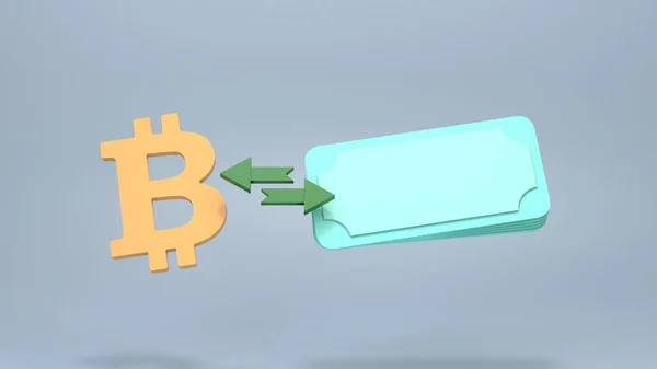 Dollars Bitcoin Het Concept Van Kopen Verkopen Van Crypto Illustratie — Stockfoto