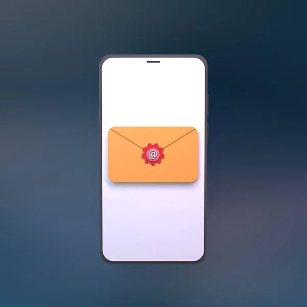 Incoming message on the phone. 3d render. — стоковое фото