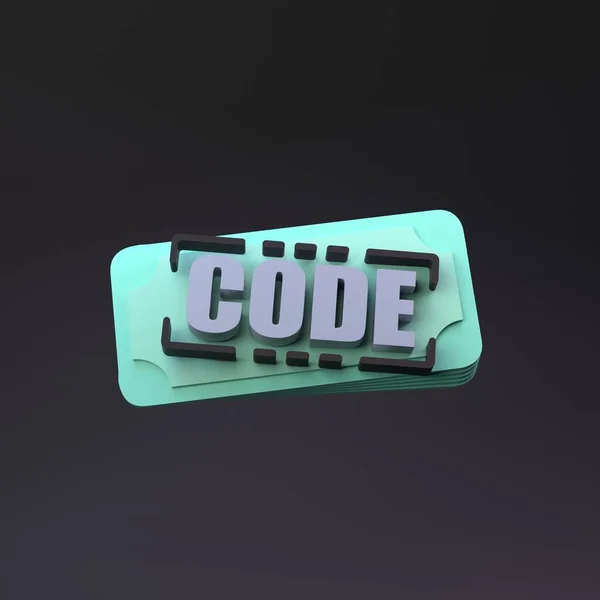 A kód és a pénz szimbóluma. A programozás kifizetésének koncepciója. 3d renderelés. — Stock Fotó