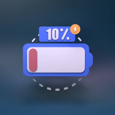 Düşük batarya ve% 10 şarj. 3d hazırlayıcı.