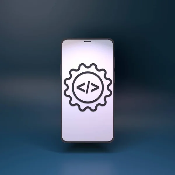 Code Symbool Mobiele Telefoon Concept Van Programmering Renderen — Stockfoto