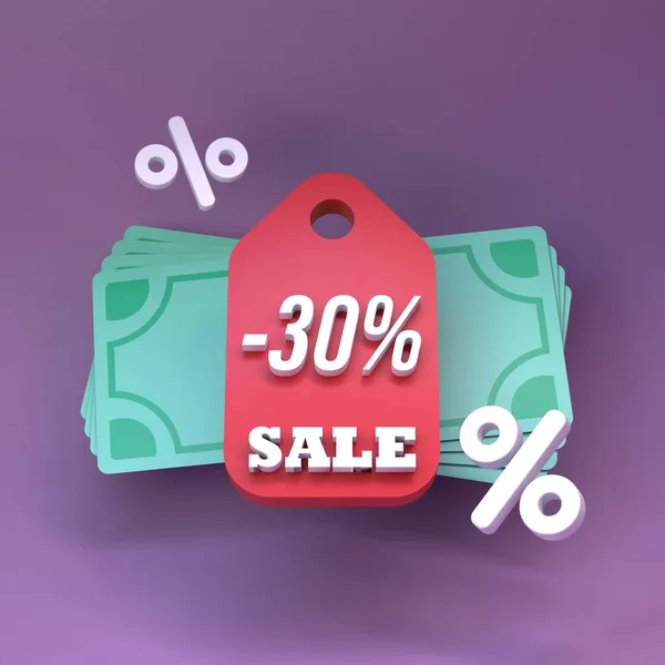 Percent Discount Tag Sale Concept Render — Stock Photo, Image