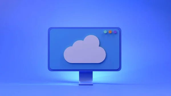 云彩图标 云存储的概念 3D渲染 — 图库照片