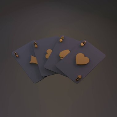 Kağıt oynuyoruz, aslar. Kumarhane elemanı. 3d ile Hazırla.