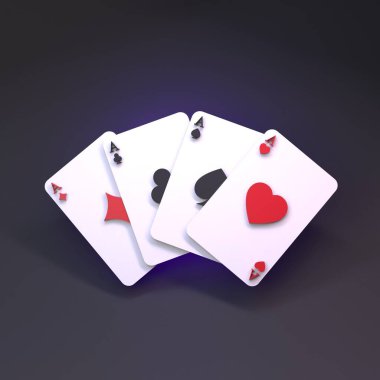 Kağıt oynuyoruz, aslar. Kumarhane elemanı. 3d ile Hazırla.