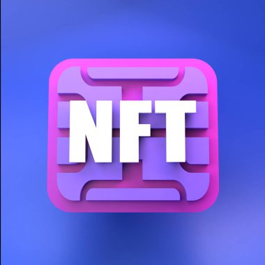 Çipli NFT simgesi. 3d hazırlayıcı.