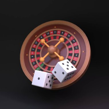 Roulette, poker table. Casino element. Render in 3d.