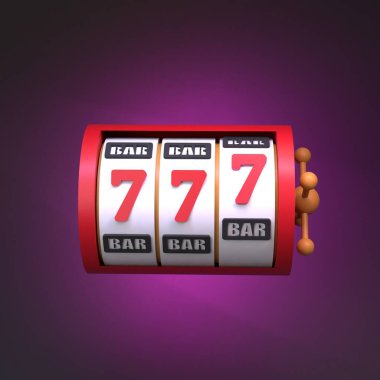 Kazanan kombinasyonu olan kumar makinesi elemanı. 3d ile Hazırla.