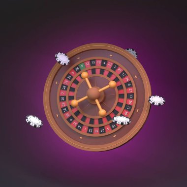 Rulet, poker masası. Kumarhane elemanı. 3d ile Hazırla.