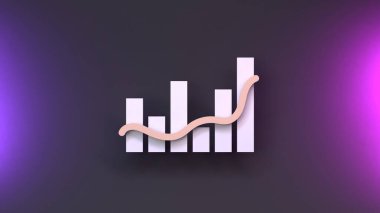 Growth graph icon. Render in 3d.