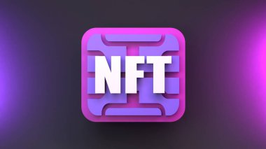 Çipli NFT simgesi. 3d hazırlayıcı.