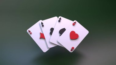 Kağıt oynuyoruz, aslar. Kumarhane elemanı. 3d ile Hazırla.