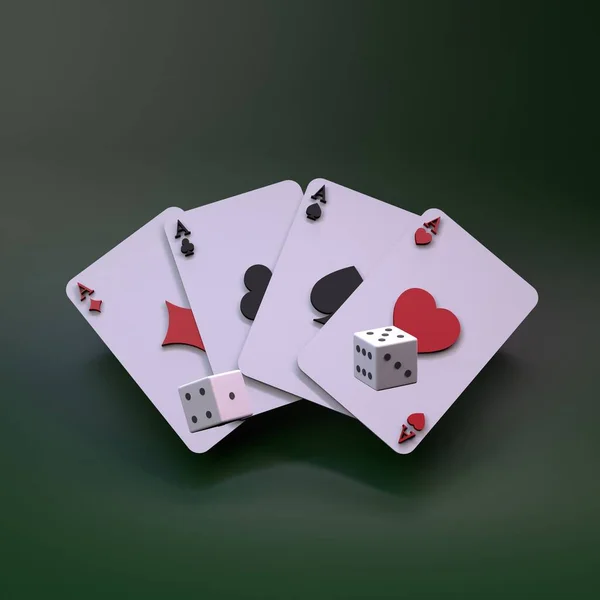 Playing Cards Aces Casino Element Render — Fotografia de Stock