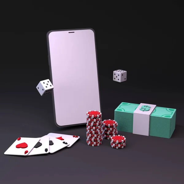 Telefon Mit Platz Für Werbung Chips Und Spielkarten Casino Element — Stockfoto