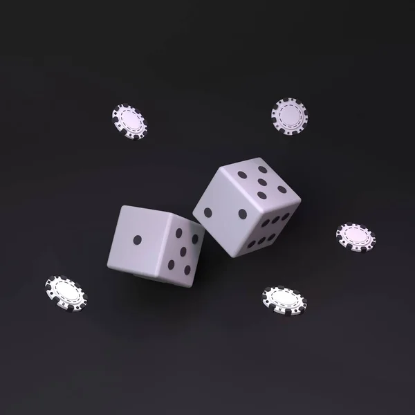 游戏的立方体 赌场元素 3D渲染 — 图库照片