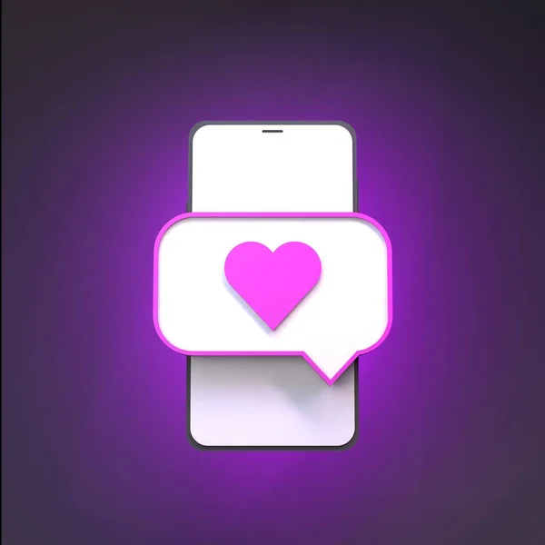 Heart Icon Displayed Dialog Box Social Media Concept Render — ストック写真