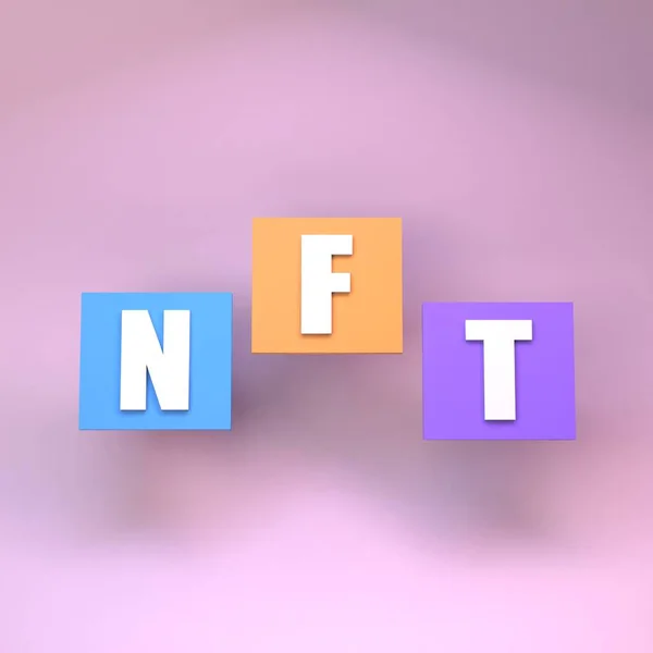 Nft Composition Multi Colored Cubes Crypto Concept Render — Stock Photo, Image