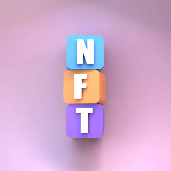 Nft Composition Multi Colored Cubes Crypto Concept Render — Stok fotoğraf