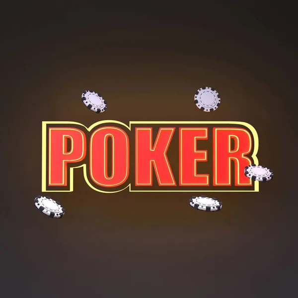 Iscrizione Poker Incandescente Elemento Casinò Render — Foto Stock