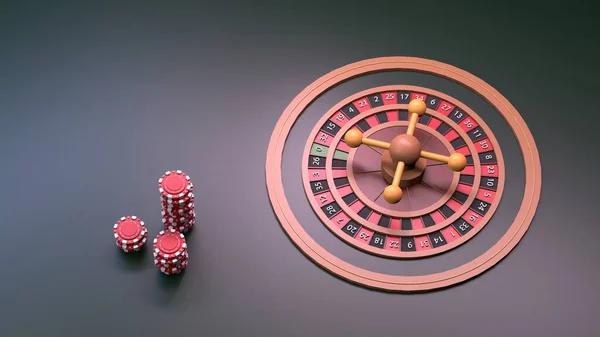 Stack Poker Chips Roulette Wheel Casino Element Render — Foto de Stock