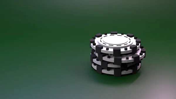 成堆的扑克片赌场元素 3D渲染 — 图库照片