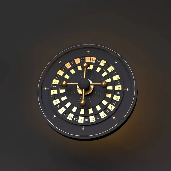 Ruleta Con Elementos Oro Elementos Casino Negro Con Inserciones Oro — Foto de Stock