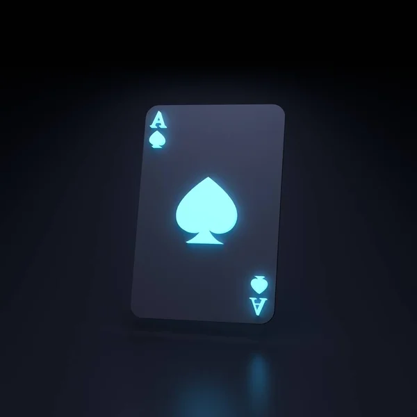 Playing Card Casino Gambling Concept Neon Element Black Background Render — ストック写真