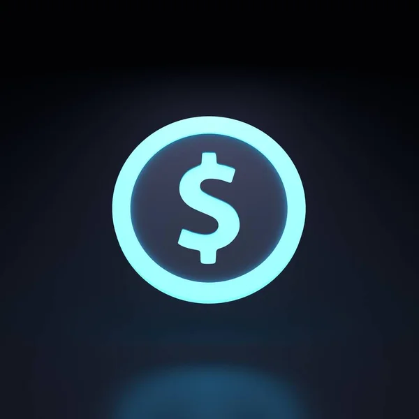 Dollar Icon Neon Element Black Background Rendering Illustration High Quality — Zdjęcie stockowe