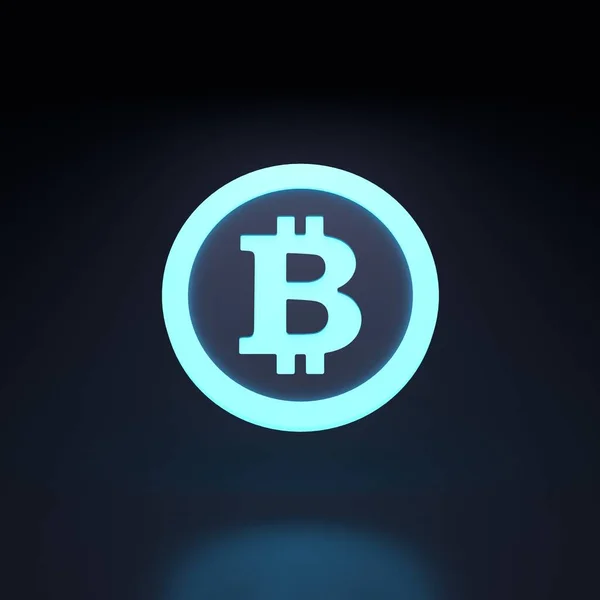 Bitcoin Icon Neon Element Black Background Rendering Illustration High Quality — Stock Photo, Image