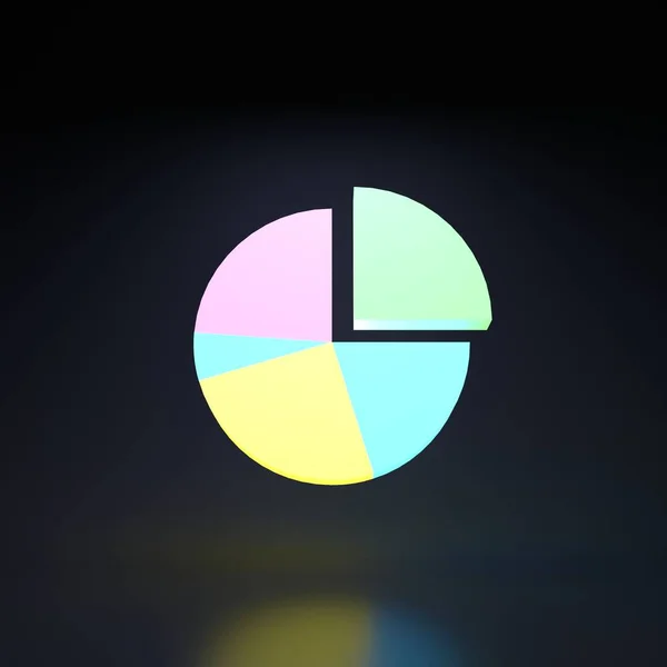 Pie Chart Icon Neon Element Black Background Rendering Illustration High — Fotografia de Stock
