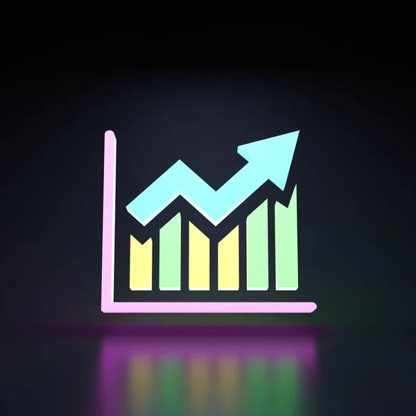 Historgama Icon Income Growth Concept Neon Element Black Background Rendering — Stock Fotó