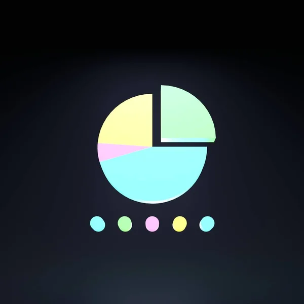 Pie Chart Icon Neon Element Black Background Rendering Illustration High — Photo