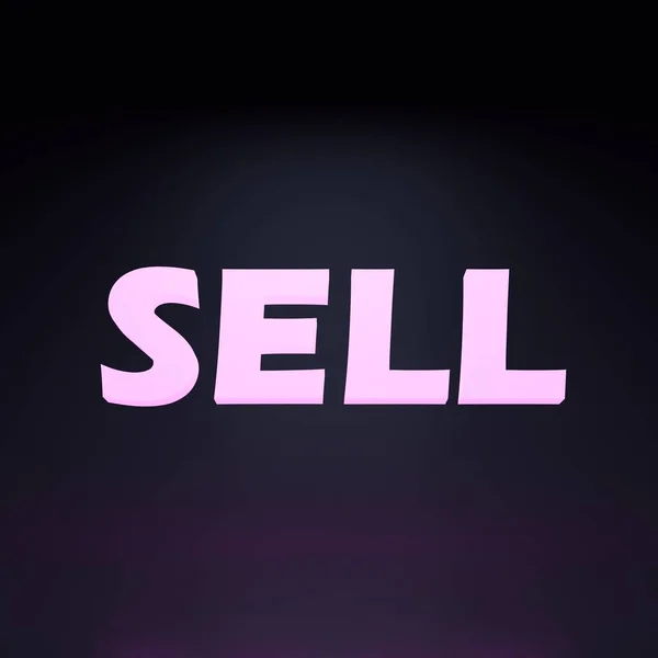 Neon Inscription Sell Render Illustration — Foto Stock