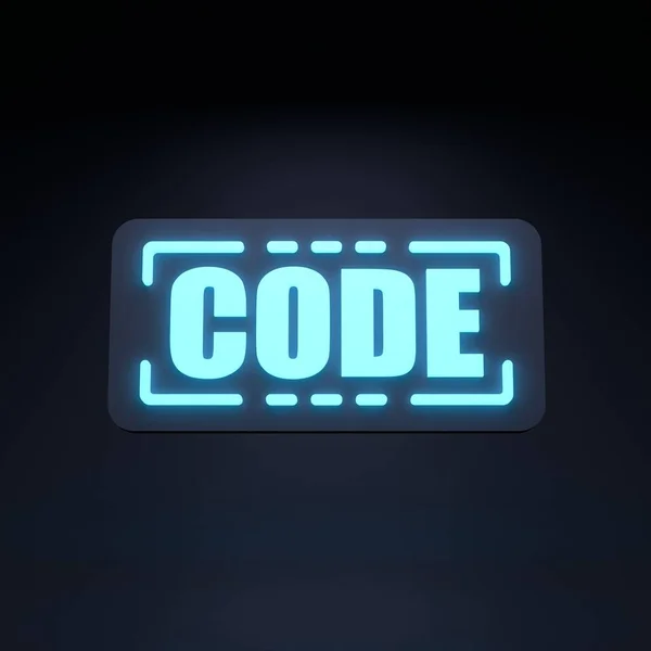 Neon Inscription Code Render Illustration — Φωτογραφία Αρχείου