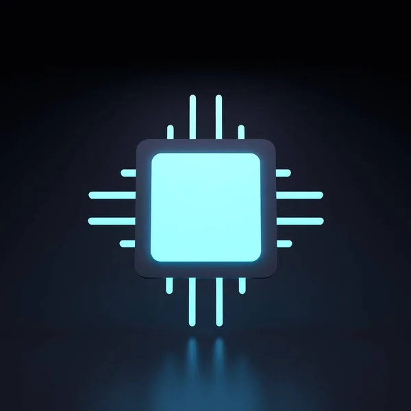 Neon Processor Chip Render Illustration — Stockfoto